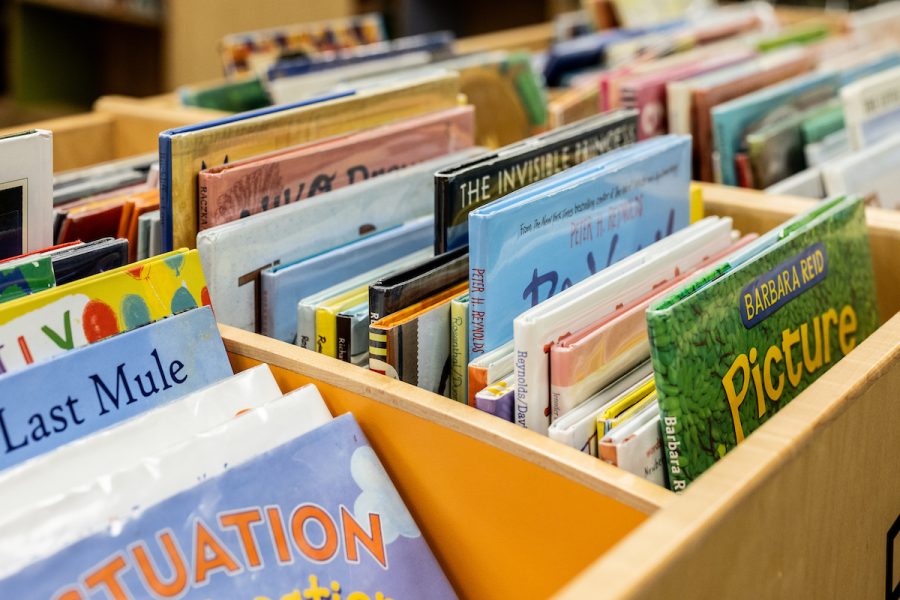 kids books in a library